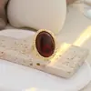 Joyería Transfronteriza Europea y Americana, Anillo Abierto Cuadrado de Piedra Preciosa Degradada Estilo Vintage, Anillo de Ojo de Gato con Diseño Ins
