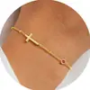 Pulseira Cruz com Pedra de Nascimento Europeia e Americana para Comércio Exterior 12 Pedras Nova Moda Simples Diária Personalizada Estilo Commuter Corrente de Pulso para Mulheres