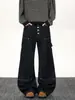 Jeans Retro Moda Americana para Homens com Design Único, Roupa de Trabalho Estilosa de Lenhador, Calças Longas Casuais Retas Largas