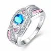 Anel de Amor Roxo com Diamante, Venda Quente Transfronteiriça, Anel de Casamento Europeu e Americano de Quatro Garras para Mulheres, Cravejado com Zircônia, Joia de Luxo Leve de Nicho