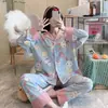 Pijama Shin-chan Feminino Outono Inverno Novo Manga Longa Desenho Animado Fofo Roupa de Casa Feminina Cardigan Estilo Japonês Conjunto Fino