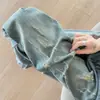 Jeans Feminino Wide Leg Rasgado Leve Cintura Alta Nova Coleção Primavera/Verão 2025 Calça Reta Casual Solta Emagrecedora