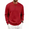 Moletom Masculino Casual Oversize Cor Sólida Gola Redonda com Logo de Silicone, Veludo Adicionado, Pesado, Solto, Europeu e Americano, Outono e Inverno