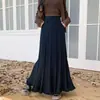 Foto Real da Nova Saia Plissada de Tricô Outono e Inverno para Mulheres para Cobrir a Virilha e Dar um Look Emagrecedor, Saia com Franjas na Barra Larga, Saia Evasê Guarda-chuva, Saia Longa