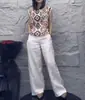 25558 Damei Ai Yuan Moda Verano 2025 Estilo Étnico Estampado Camiseta sin Mangas de Tirantes Pantalones Rectos de Cintura Alta para Mujer