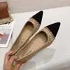 Novidade Primavera 2025 Estilo Coreano Corrente de Pequena Fragrância Ponto de Costura Bico Fino Solado Macio Sapatos Mary Jane para Mulheres
