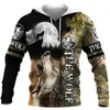 Sudadera con capucha de venta directa transfronteriza 2023 Estampado digital 3D de lobo para hombre con capucha para hombre y mujer ropa de pareja venta al por mayor de fábrica