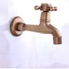 Grifo para Lavadora de Cobre Completo Estilo Europeo Antiguo de 4 Puntas Grifo de Pared Extendido Retro de Apertura Rápida Grifo de Agua Fría Único Engrosado