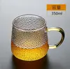 Taza de Té de Vidrio de Borosilicato Alto con Asa Taza con Infusor de Té de Vidrio Patrón Martillado Creativo Taza de Agua para el Hogar Taza para Cerveza y Jugo