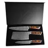 Juego de Cuchillos de Acero Inoxidable Grabado con Láser Patrón Damasco, Juego de Tres Piezas para Cocina, Cuchillo de Chef Utilitario, Juego de Regalo, Regalo de Festival