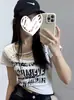 Camiseta Corta de Manga Corta con Estampado de Remaches para Mujer, Estilo Urbano, Chica Atractiva, Nueva Colección Verano 2026, Fresca y a la Moda, Ajustada