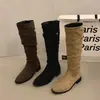 Botas Largas Retro de Tacón Grueso, Botas de Monta para Mujer, Nuevas Botas Largas Plegadas Apiladas Otoño e Invierno 2026, Botas Martin de Media Pantorrilla