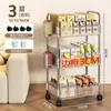Carrito de Acrílico Transparente Estante de Almacenamiento para Baño Estante para Snacks de Mesita de Noche Móvil de Pie Estante de Almacenamiento de Cosméticos de Múltiples Niveles