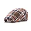 2025 Transfronterizo Nuevo Clásico Americano Gorra de Pico Gorra de Periodista Cuadros Unisex Versátil Ajustable Gorra Frontal