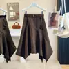 Roupas femininas plus size, nova coleção outono/inverno 2026: saia de camurça assimétrica, elegante e de estilo retrô, que aperta a cintura e cria um efeito emagrecedor