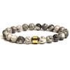 2023 nuevo mayoreo pulsera de cuentas elásticas de piedra de 8 mm pulsera de joyería cilíndrica para hombre transfronteriza