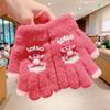 Oso Fresa Guantes Lindos para Niños Cubierta Plegable de Dibujos Animados Invierno Engrosado Cinco Dedos Cálido Medio Dedo Cubierta para Dedos de Escritura para Niñas