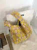 Modelo de Camada Dupla! Bolsa de Ombro Estilo Coreano Ins de Pelúcia de Cordeiro Imitação Nova para Outono e Inverno, Bolsa Tote Grande Capacidade com Estampa de Leopardo