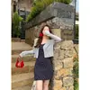 Cardigã Fino para Usar sobre a Saia, Cobertura de Verão Feminina com Proteção Solar, Jaqueta de Tricô Vazada, Top Amarelo