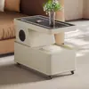 Mesa de Centro Móvil para Apartamentos Pequeños, Gabinete Lateral Moderno Minimalista, Sala de Estar de Lujo Ligero, Carrito Lateral Minimalista Estilo Italiano para Sofá Nuevo
