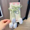 Nuevo Clip para el Cabello de Cinta de Tul Lazo Dulce y Femenino Clip de Pico de Pato Clip para Bordes del Cabello Rebelde Clip para Flequillo Accesorios Florales para el Cabello