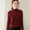 Suéter básico de cachemira de cuello medio para mujer, cachemira pura, engrosado, holgado, adelgazante, suéter de punto base, ropa interior