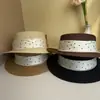 Sombrero de paja de ala corta con diseño de lunares estilo francés para mujer, estilo vacacional de verano, sombrero de protección solar para la playa, hace que la cara se vea más pequeña, sombrero de sol versátil