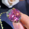 Joias Novas Outono e Inverno Anel de Esmeralda Natural de Alta Qualidade Diamante Rosa Retrô Diamante Elegante Estilo de Luxo Leve