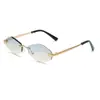 Gafas de sol metálicas con cabeza de leopardo para hombre sin montura con diamantes personalizadas de moda para mujer nuevas gafas de sol para el sol transfronterizas europeas y americanas