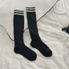 Calcetines de Verano para Mujer Ultra-finos Transpirables de Malla Hueca Calcetines Apilados Calcetines Largos a Rayas JK Negros Hasta la Rodilla