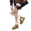 Botas de Nieve de Cuero con Suela Gruesa Antideslizantes Forradas de Piel para Mujer con Felpa Extra Cálida de Invierno Nuevos Zapatos de Algodón Botines