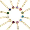 Collar con Piedra de Nacimiento Chapado en Oro de 14K Transfronterizo para Mujer, Acero Inoxidable No Descolorante Nicho Colgante de Diamante Único Cadena para Clavícula Venta al por Mayor
