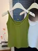 Camisola Chaleco de Dos Usos con Cuello en U para Mujer para Verano y Principios de Otoño, Top Versátil de Capa Base de Gama Alta, Elegante Top de Algodón Acanalado