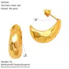 Brincos de Gota Dourados Brilhantes Simples de Luxo Leve Europeus e Americanos Transfronteiriços para Mulheres Brincos Vazados Sólidos de Aço Titânio Atacado
