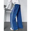 Pantalones de chándal a rayas con estampado de escamas de dragón para hombre, estilo americano de alta calle para otoño, pantalones casuales de pierna ancha, pantalones deportivos rectos holgados y fluidos de moda