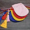 Paquetes de Joyería al por Mayor del Fabricante Bolsas de Almacenamiento para Regalos Borla Bolsa con Cordón Vintage Bolsa Pequeña de Tela para Manualidades Empaquetado con Cordón