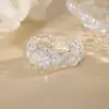 Anillo de encaje de circón ovalado con un elegante estilo británico, anillo de índice tejido de encaje de mariposa hueca, anillo abierto exquisito