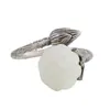 Rey Ciervo Dorado S925 Plata de Ley Retro Cloisonné Chapado en Oro Incrustado Jade Hetian Vaina de Loto Anillo Antiguo Elegante para Dedo Anular de Mujer