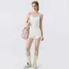 Top de Yoga Falso de Dos Piezas para Mujer Verano Nuevo Estilo Halter Correas Dobles en los Hombros Correas Finas en los Hombros Conjunto de Ropa Interior de Yoga para Mujer