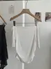 Camiseta de Manga Media Ajustada de Color Sólido con Hombros Descubiertos y Cintura Fruncida Kekezoon Suave de Lyocell para Mujer 8226