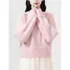Suéter de Tricô Color Block Outono 2026 Novo Corte Solto Versátil Macio Pulôver Roupas Femininas