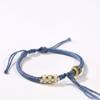 Pulsera tejida a mano estilo chino con nudo de flor de durazno, producto semiacabado con colgante de cuenta de transferencia dorada ponible, pulsera de cuerda tejida a mano, regalo