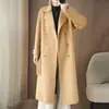 2025 Nuevo Abrigo de Cachemira de Doble Cara para Otoño e Invierno para Mujer, Traje Delgado con Cuello, Estilo Coreano, Doble Botonadura, Lana Pura, Abrigo de Lana