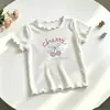 2026 Nuevo Verano para Niñas Lindo y Dulce Dopamina Manga Corta Seda de Hielo Versátil Top Camiseta para Bebés Niñas