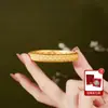 Pulsera de Plata Pura S999 Chapada en Oro con Patrón Entrelazado Hueco de Filigrana Antigua para Mujer, Pulsera de Estilo Chino Nuevo de Lujo Ligero, Regalo para Mamá