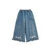 Jeans de Encaje Bordados Florales para Niñas Wulibu 2026 Primavera y Otoño Elegantes Lindos Pantalones Rectos Sueltos para Niños
