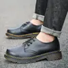 Zapatos de Trabajo de Caña Baja Talla Grande Transfronterizos para Mujer Piel de Vaca Estilo Británico Botines Talla Grande Punta Redonda Zapatos de Trabajo Casuales para Hombres y Mujeres Pareja