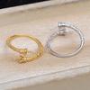Anillo Patrón Doble Cuenta Plata S925 Soporte Vacío DIY Accesorios Anillo Doble Cuenta 5815 Anillo Abierto 7-8