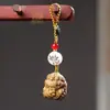 Bolsa de Dinheiro Urso Morango Esculpido em Sândalo Pau-Rosa Sândalo Verde Sapo Dourado Garra de Caranguejo Chaveiro Pingente para Corrente de Celular