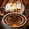 Alfombra circular tridimensional 3D para las fiestas navideñas, alfombra decorativa duradera para entrada y sala de estar, fácil de mantener, alfombra absorbente de agua y resistente a la suciedad